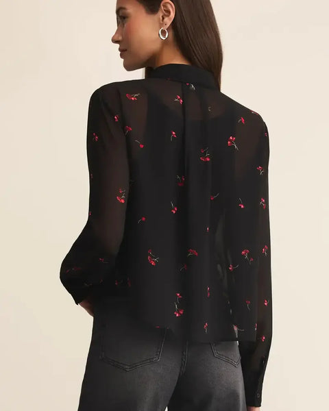 Vivienne Rio Floral Top - Black