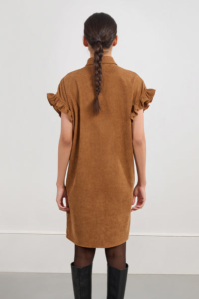 EMMA CORDUROY DRESS - Camel
