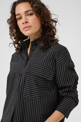 Eliana Shirt - Black/Chalk Pinstripe