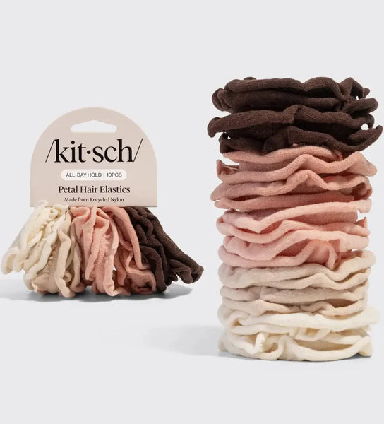 Recycled Fabric Petal Hair Elastics 10 pc Set - Blush