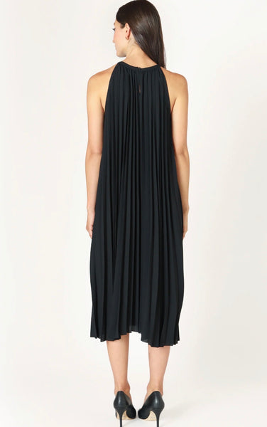 Pixie SL Pleated Halter Dress - Black