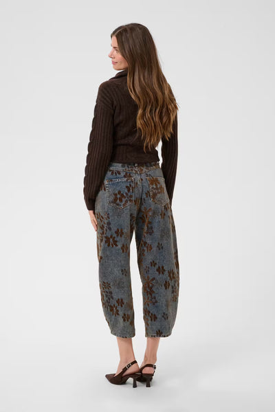 Ramona Barrel Jeans - Brown Denim Floral