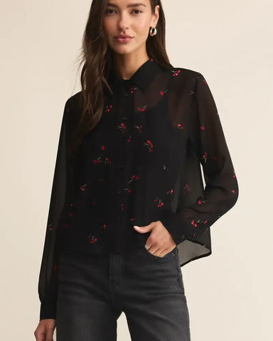 Vivienne Rio Floral Top - Black