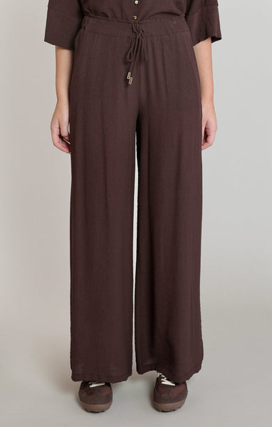 Katya Flowy Wide Leg Pant - Dark Chocolate