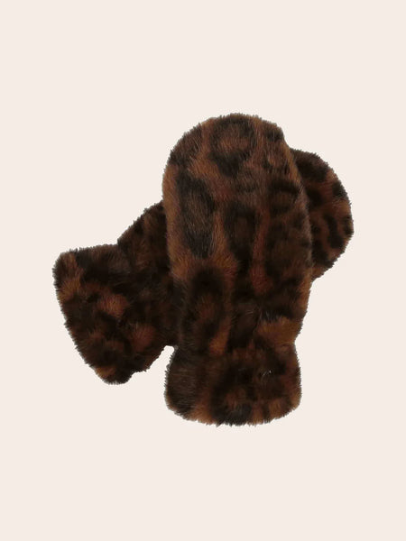 SOFT LOEVENICH GLOVES MADE OF FAUX FUR WITH A LEOPARD PATTERN