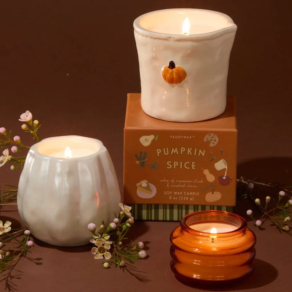 Flaming Pumpkin White Metallic Pumpkin Candle - 9oz