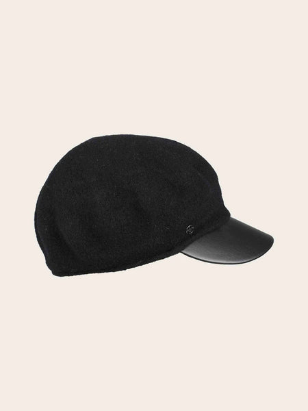 LOEVENICH WOOL PEAKED CAP WITH IMITATION LEATHER VISOR