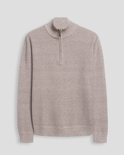 Cotton 1/4 Zip Sweater - Oatmeal
