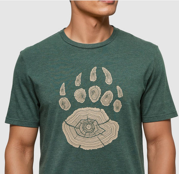 Bear Claw T-Shirt- forest pine heather/birchwood