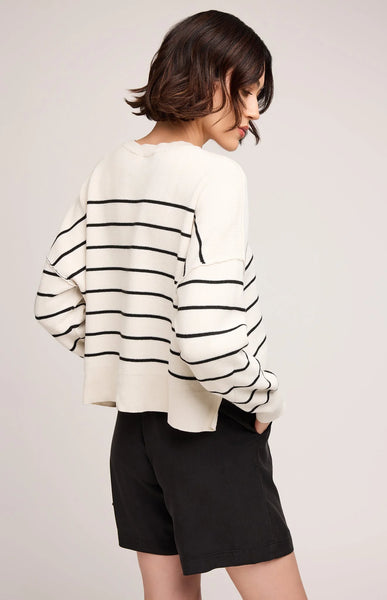 Echo Pullover Sweater- Black Stripe