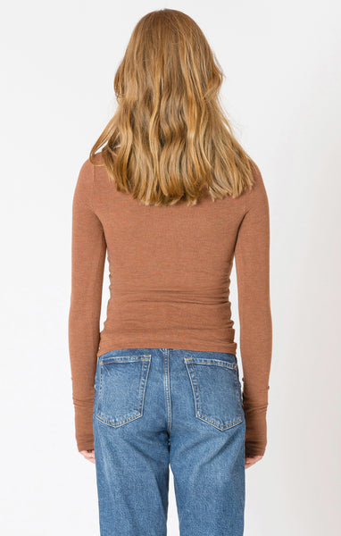 Bree BRUSHED CREWNECK TEE- Chestnut Heather