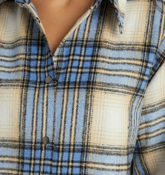 BY THE FIRE PLAID SHACKET- Blue