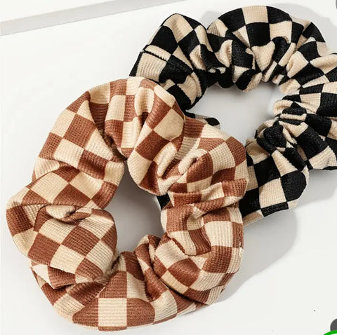 VELVET PLAID HAIR SCRUNCHIES -large