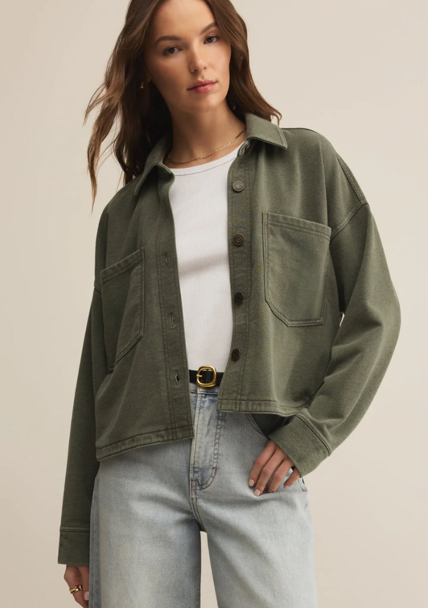 All Day Cropped Knit Jacket - Hunter Green