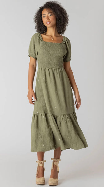Kaylee Tiered Maxi Dress - Sage Emb