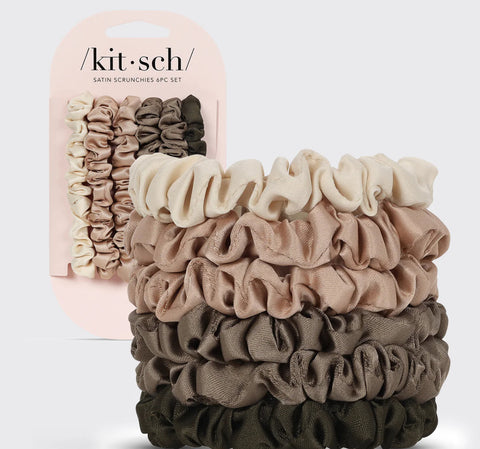 Ultra Petite Satin Scrunchies 6pc - Eucalyptus Or Terracotta