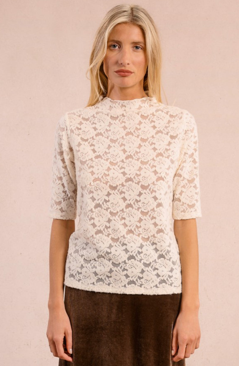 Sammie Sheer Lace Top - Ecru