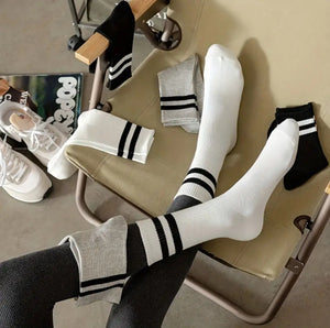 White Fashion Stripe Tube Sock