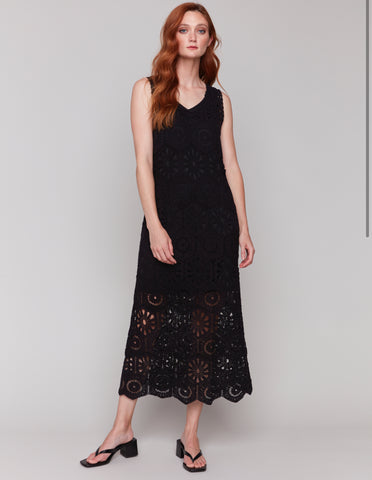 Amanda Crochet Maxi Dress - Black