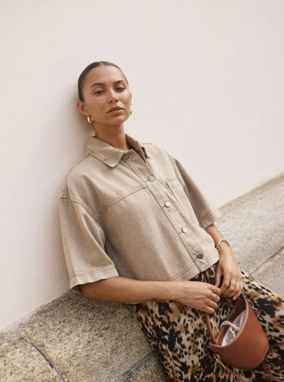 Rania Denim Shirt - Light Brown