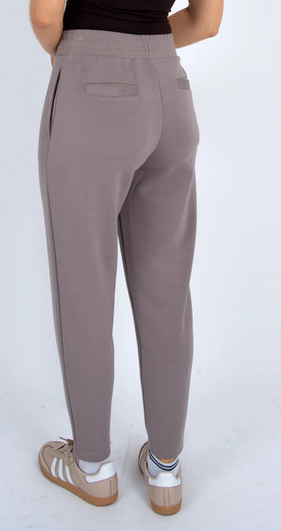 Julina Soft Knit Drawstring Pull on Tapered Pants - Fog