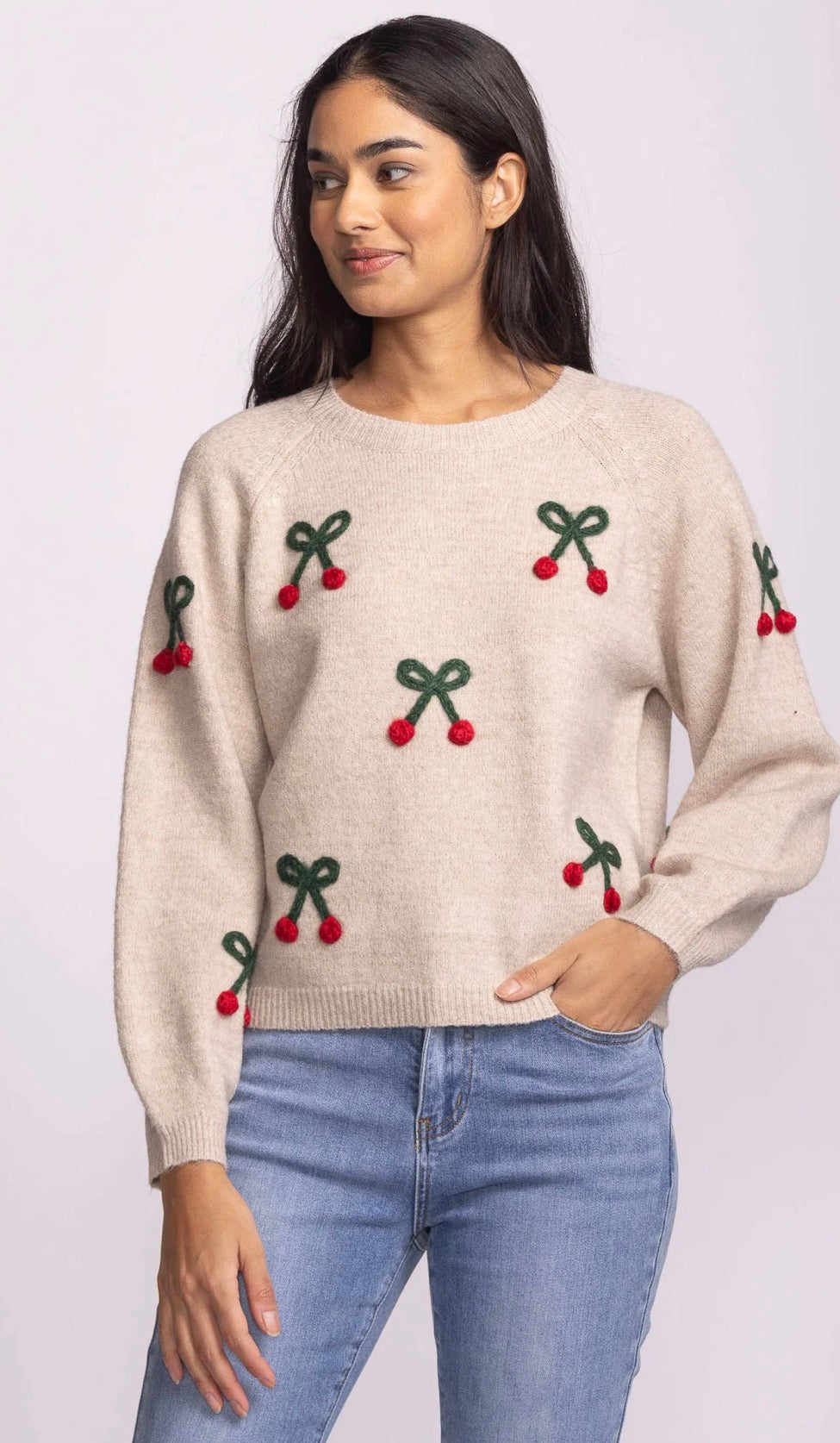 Mon Cherry Sweater - Beige