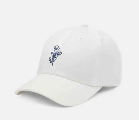 Flower Embroidery Peak Hat- undyed Navy