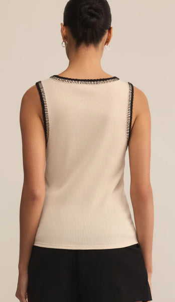 Social Whipstitch Tank - Cream