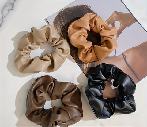 FAUX LEATHER SCRUNCHIES