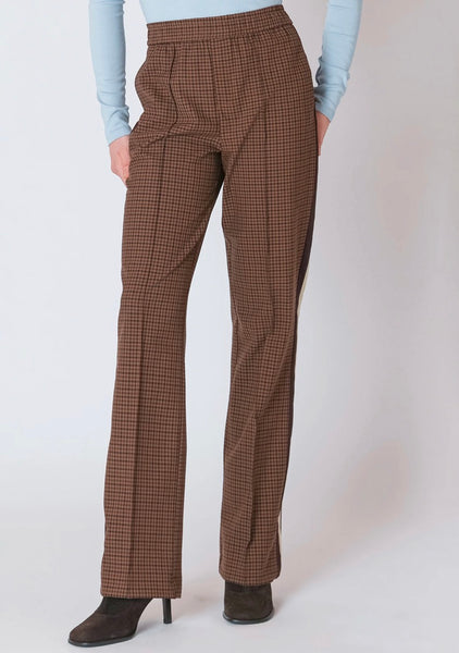 Demi Straight Leg Pant - Brown Check
