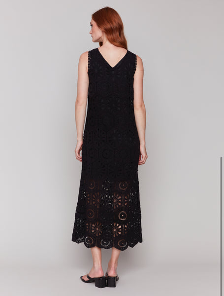 Amanda Crochet Maxi Dress - Black