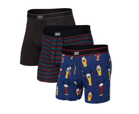 SAXX NICE PACKAGE UNDERWEAR 3PK - BREWDOLPH/GENT STRIPE/BLACK