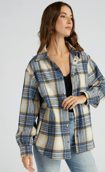 BY THE FIRE PLAID SHACKET- Blue
