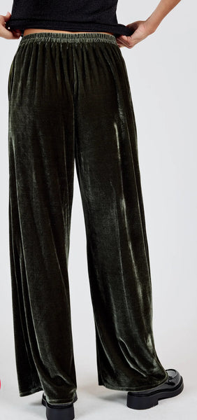 MIDNIGHT OIL VELVET PLEATED PANTS - Dark Miss