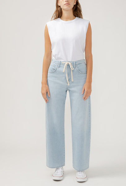 Be Easy Straight Leg Drawstring Jeans