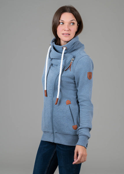 HESTIA HEATHER BLUE FULL-ZIP SWEATSHIRT