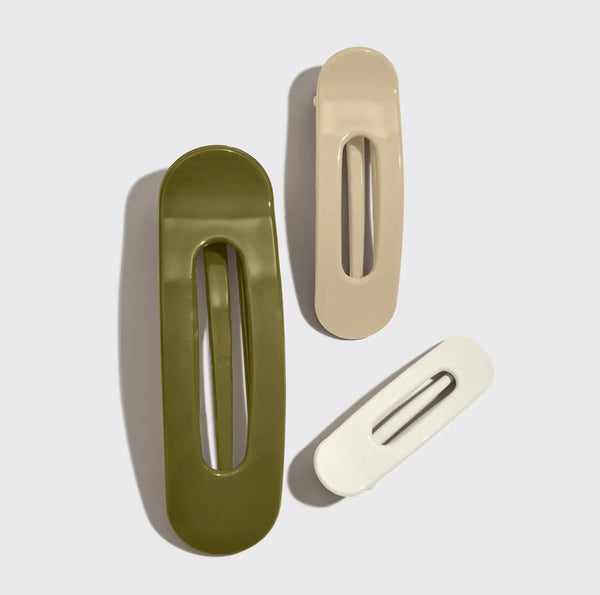 Recycled Plastic Flat Lay Claw Clips - Ultra Gloss Eucalyptus