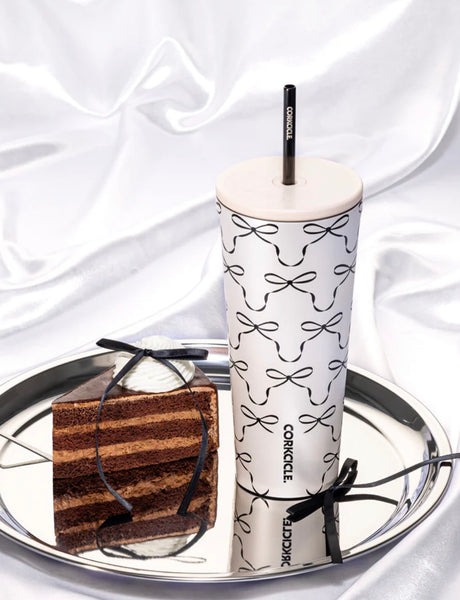 COLD CUP
INSULATED TUMBLER WITH STRAW- Black Bow 24oz