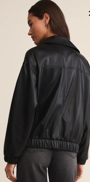 Idols Leather Bomber Jacket - Black