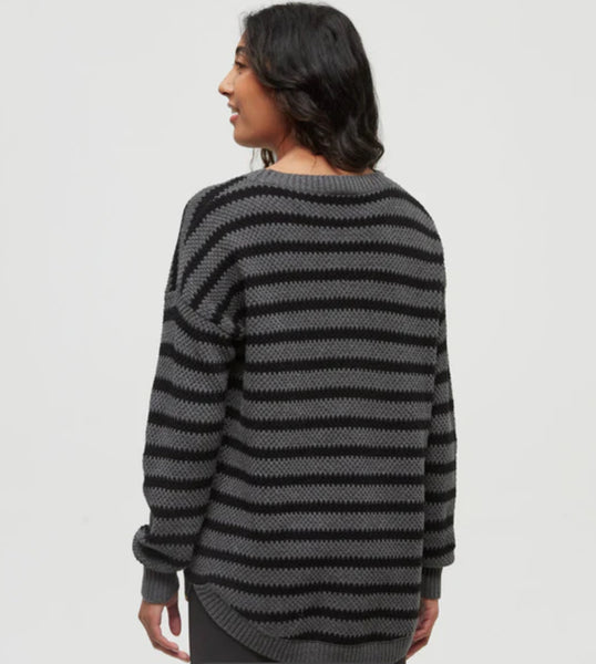 Broughton Sweater - Meteorite Black/Dark Grey Heather Linear