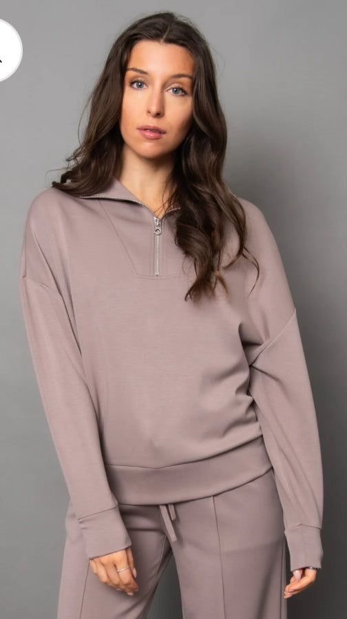 SEANNI - Soft Knit LS Half Zip Pullover - Fog