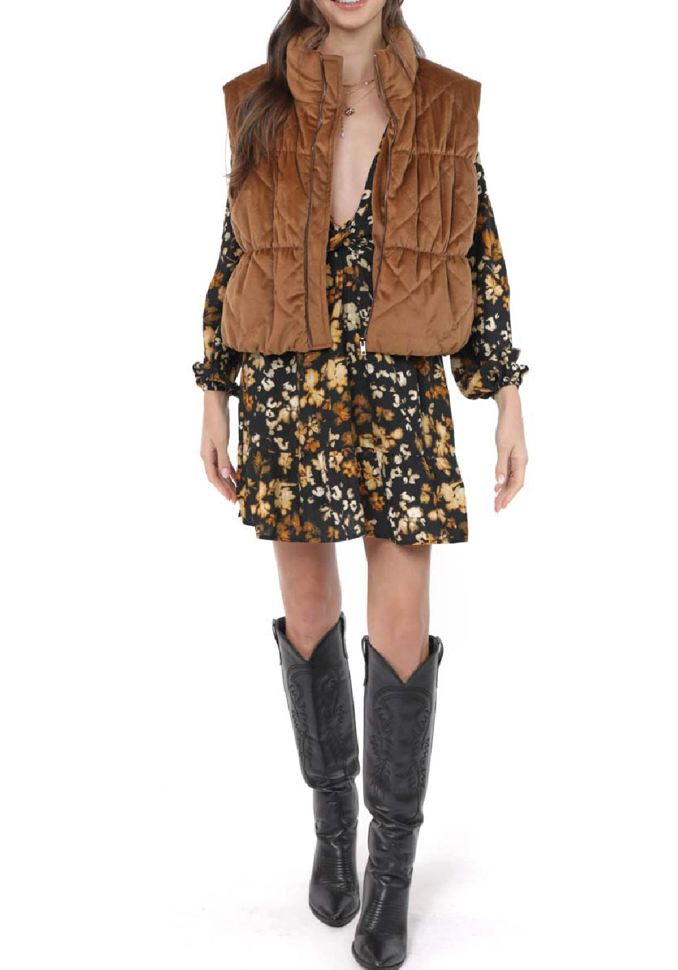 Cosmic Quilted Vest - Golden Olive