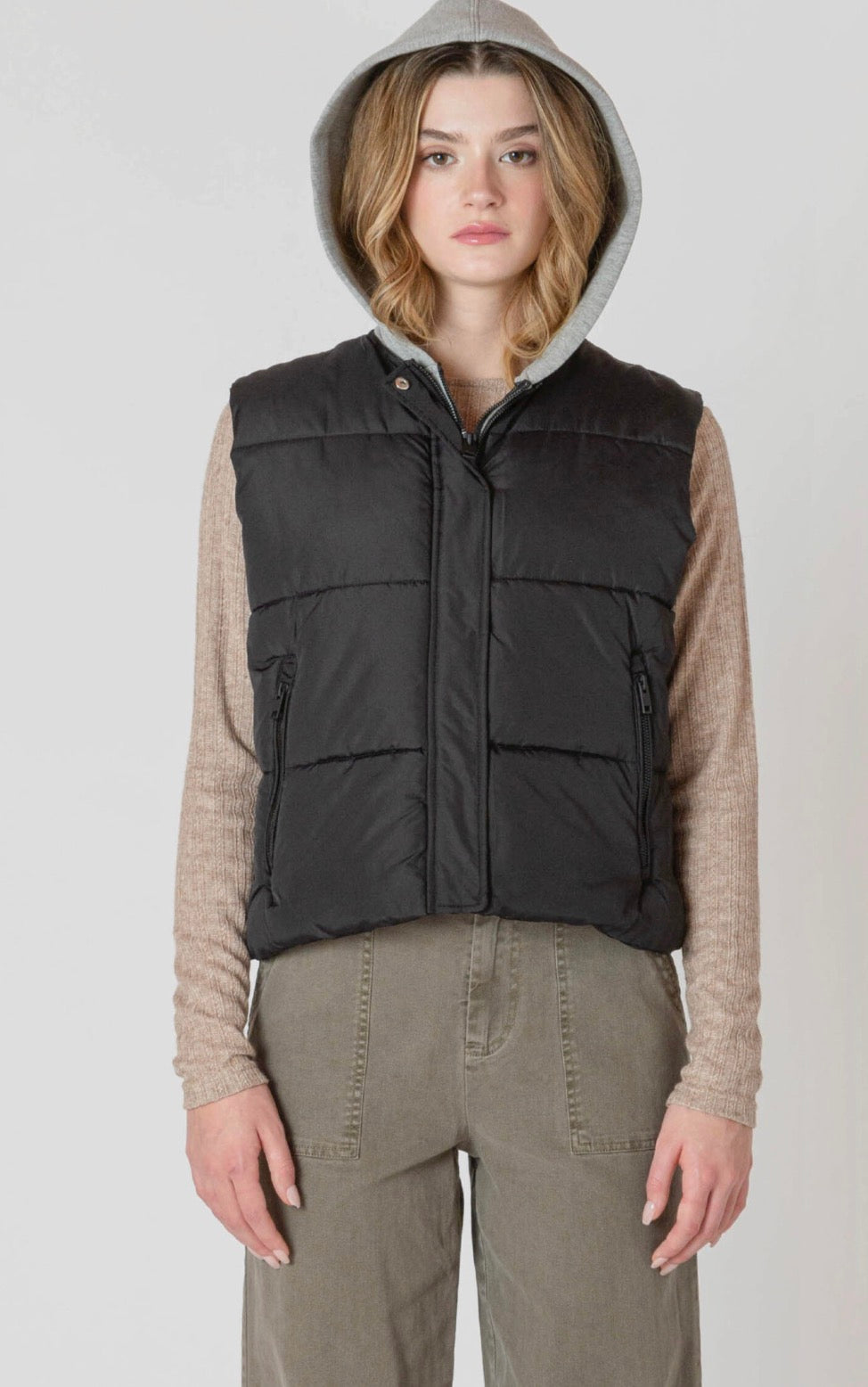 Syd Short Puffer Vest - Black