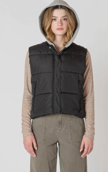 Syd Short Puffer Vest - Black