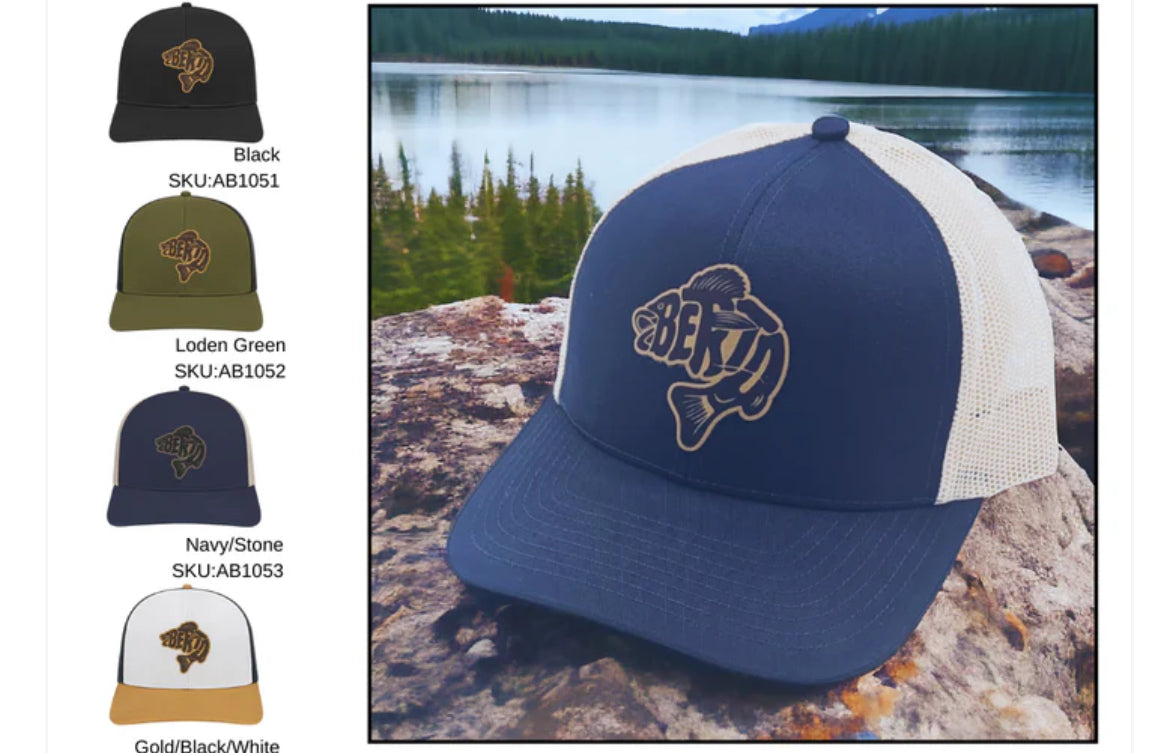 Berta Walleye Snapback Hats | Warlock Lid Co | Adjustable Leather Patch Hat AB1054