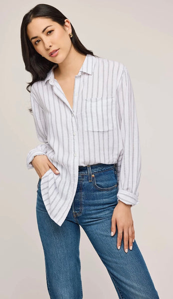 DOMINIQUE BUTTON DOWN - White Stripe