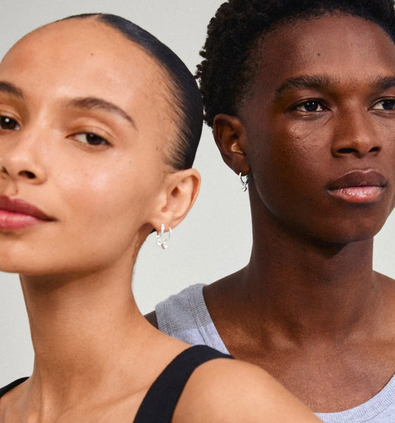 JOA Crystal Hoop Earrings - Silver Plated