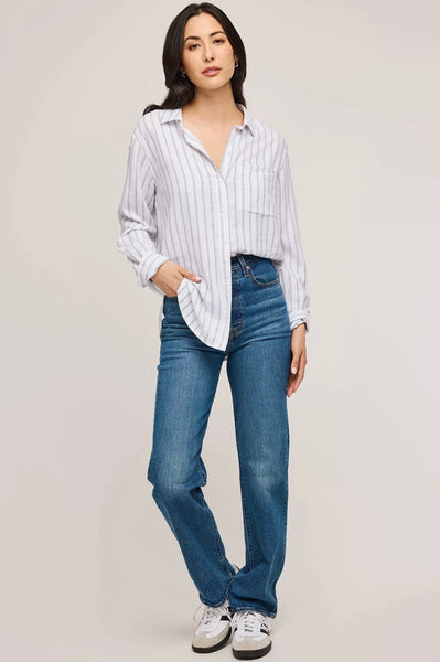DOMINIQUE BUTTON DOWN - White Stripe