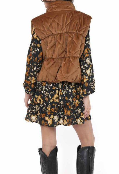 Cosmic Quilted Vest - Golden Olive