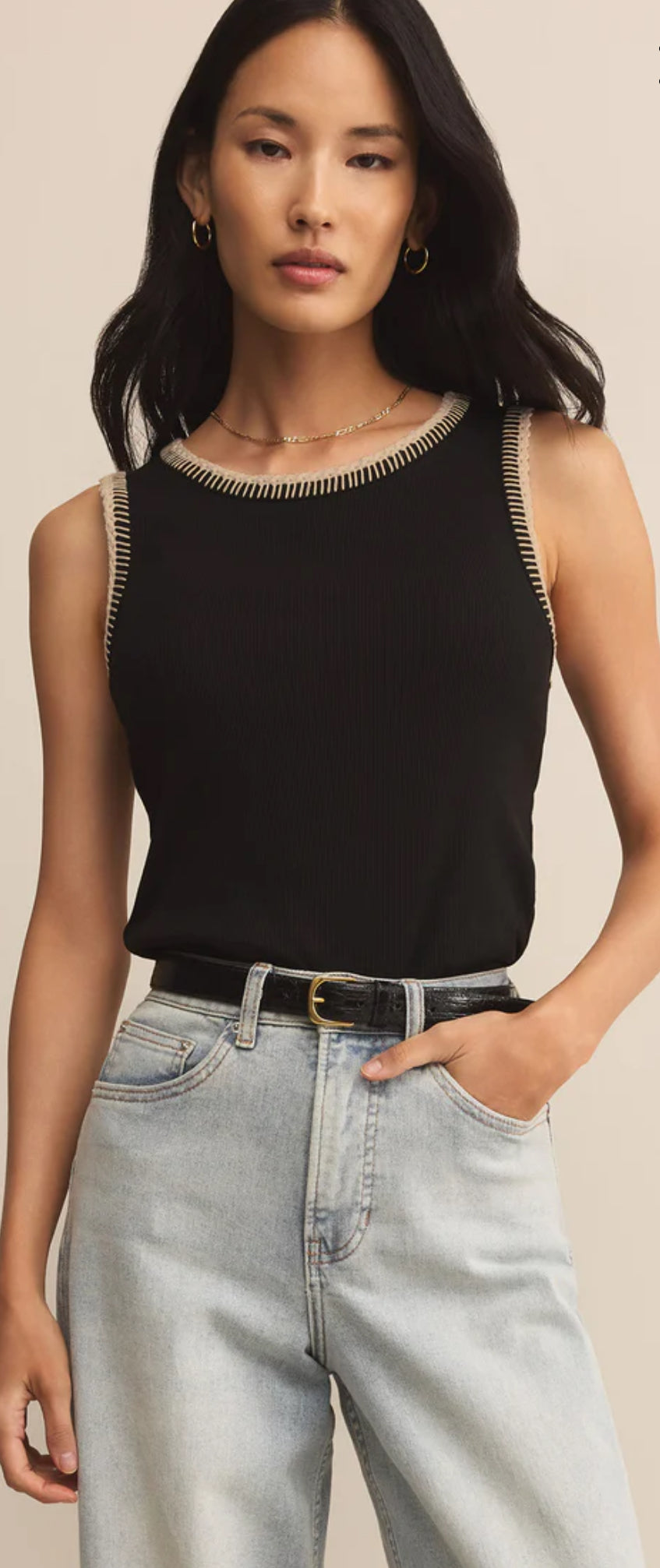 Social Whipstitch Tank - Black